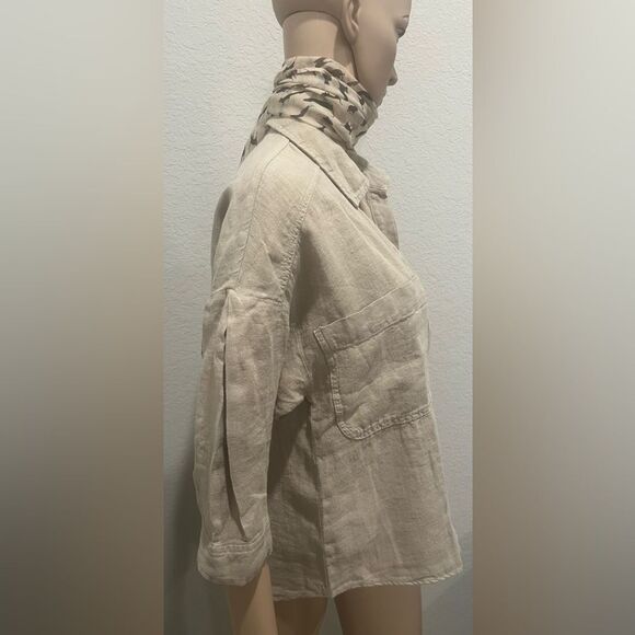 Nwt Kut from the kloth linen tan( stone) shirt 100% linen. - Picture 3 of 6